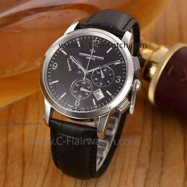 Fake Vacheron Constantin Geneve Quartz SS Black Dial Watch